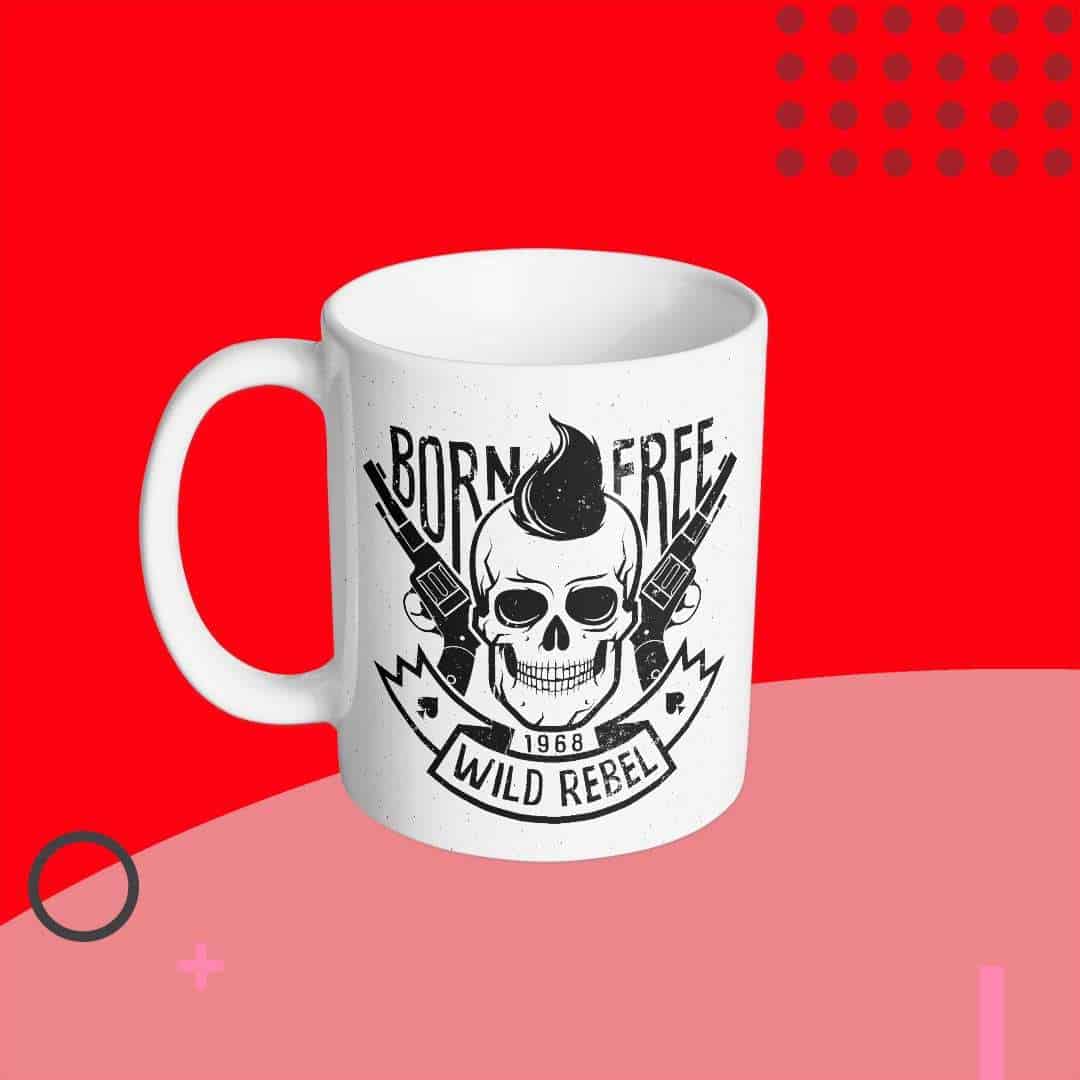 taza con frase Taza Born Free