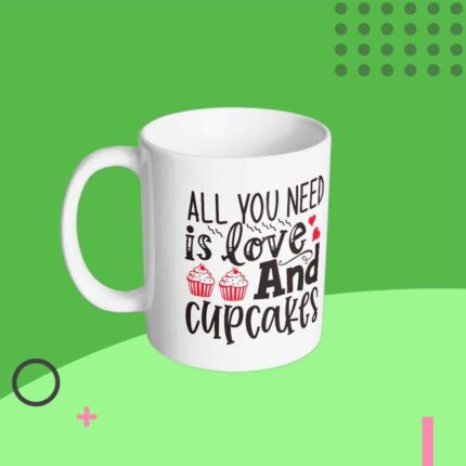 taza con frase Taza Love and cupcakes